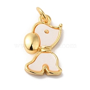 Rack Plating Brass Pendants, Dog Charms, with Natural Shell, Long-Lasting Plated, Cadmium Free & Lead Free, Real 18K Gold Plated, 19x11x3mm, Hole: 3.4mm(KK-R144-04G)
