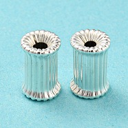 Eco-friendly Brass Beads, Cadmium Free & Lead Free, Long-Lasting Plated, Corrugated Column, 925 Sterling Silver Plated, 8.5x5.5mm, Hole: 1.6mm(KK-M257-11S)