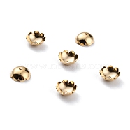 Brass Bead Caps, 8-Petal, Flower, Real 24K Gold Plated, 8x3mm, Hole: 1mm(KK-O131-20G)