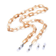 Eyeglasses Chains, Neck Strap for Eyeglasses, with Acrylic Paperclip Chains, 304 Stainless Steel Lobster Claw Clasps and  Rubber Loop Ends, Wheat, 27.55 inch(70cm)(AJEW-EH00034-04)