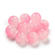 Two Tone Spray Painting Glass Beads, Imitation Jade Glass, Round, Pink, 10mm, Hole: 1.8mm, 200pcs/bag(GLAA-L046-03G)