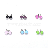 304 Stainless Steel Enamel Charms, Enamelled Sequins, Flat Round, Mixed Color, 7x4.5x3mm, Hole: 1mm(X-STAS-N0013-08P)