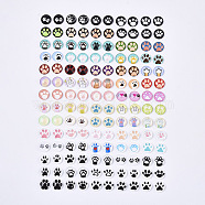 Glass Cabochons, with Self-Adhesive, for DIY Jewelry Making, Half Round with Mixed Patterns, Cat Pattern, 12x4.5mm(GGLA-R040-12mm-05)