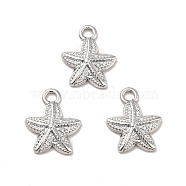 304 Stainless Steel Pendants, Starfish Charms, Stainless Steel Color, 15.5x13x2.5mm, Hole: 2mm(STAS-I197-015P)