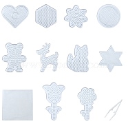 Flower Bear Star ABC Plastic Pegboards, with Ironing Paper and Plastic Tweezers, Clear(DIY-YW0008-45)