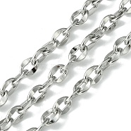 304 Stainless Steel Dapped Chains, Unwelded, with Spool, Stainless Steel Color, 9x6.5x1mm, about 32.81 Feet(10m)/Roll(CHS-K018-10P)