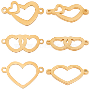 15Pcs 3 Styles 304 Stainless Steel Connector Charms, Laser Cut, Heart Links, Golden, 8~13x20~21x1mm, Hole: 1.5~2mm, 5pcs/style(STAS-BBC0002-21)