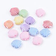 Craft Style Acrylic Charms, Shell, Mixed Color, 10.5x12x4mm, Hole: 1.5mm, about 1585pcs/500g(MACR-S357-02)