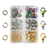 120Pcs Ion Plating(IP) 304 Stainless Steel Lobster Claw Clasps, Parrot Trigger Clasps and 304 Stainless Steel Open Jump Rings, Mixed Color, 120pcs(STAS-YW0001-22)