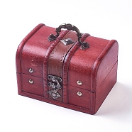 Wood Jewelry Box, with Front Clasp, for Arts Hobbies and Home Storage, Rectangle, Dark Red, 15.8x11.9x10.9cm(AJEW-WH0105-96)