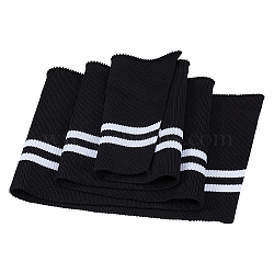95% Polyester & 5% Stripe Pattern Elastic Fiber Ribbing Fabric for Cuffs, Waistbands Neckline Collar Trim, Baseball Sport Clothes, Black, 800x140x2mm(FIND-WH0016-36C)
