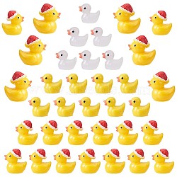 40 Pcs 4 Style Luminous Mini Ducks, Yellow and White Tiny Ducks, Christmas Hat Resin Duck, Mini Resin Animal for Fairy Garden, Miniature Landscape, Tabletop, Cake, Potted Plants Decor, Mixed Color, 25x19x28mm(JX342A)