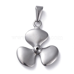 304 Stainless Steel Pendants, Fan Blade Shape, Stainless Steel Color, 26x22.5x3.5mm, Hole: 8x3mm(STAS-I127-095P)