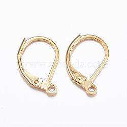 304 Stainless Steel Leverback Earring Findings, with Loop, Real 24K Gold Plated, 15.5x10x1.5mm, Hole: 1.5mm(STAS-P166-12G)