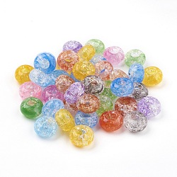 Transparent Crackle Acrylic Beads, Large Hole Beads, Rondelle, Mixed Color, 14x8mm, Hole: 5.5mm(X-MACR-E025-30)