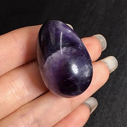 Natural Amethyst Egg Shaped Palm Stone, Easter Egg Crystal Healing Reiki Stone, Massage Tools, 30x20mm(PW23051696725)