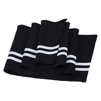 95% Polyester & 5% Stripe Pattern Elastic Fiber Ribbing Fabric for Cuffs, Waistbands Neckline Collar Trim, Baseball Sport Clothes, Black, 800x140x2mm