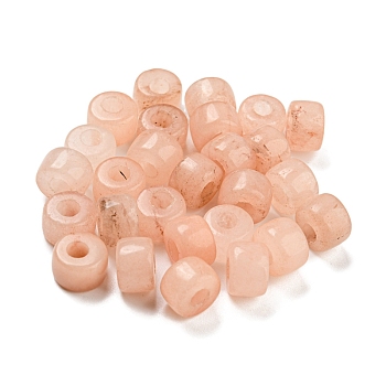 Natural White Jade Dyed Beads, Imitation Pink Aventurine, Column, PeachPuff, 8~8.5x5.5~6mm, Hole: 3~3.3mm