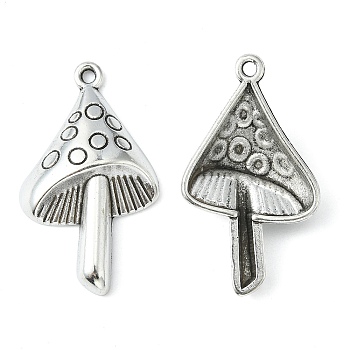 Tibetan Style Alloy Pendants, Lead Free and Cadmium Free, Antique Silver, Mushroom, about 30mm long, 17.5mm wide, 5.5mm thick, hole: 1.5mm