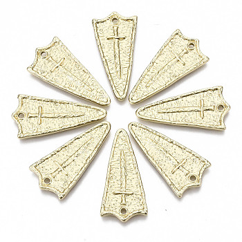 Alloy Pendants, Shield with Sword, Cadmium Free & Nickel Free & Lead Free, Real 16K Gold Plated, 29.5x14.5x2mm, Hole: 1.6mm