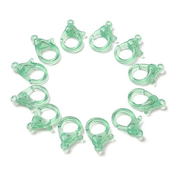 Transparent Plastic Lobster CLaw Clasps, Light Green, 26x19x6mm, Hole: 2mm