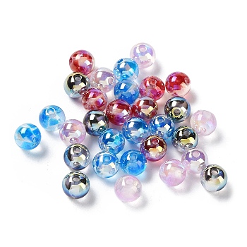 Acrylic Beads, Round, Mixed Color, 8x7.5mm, Hole: 1.8mm