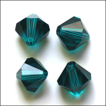 Imitation Austrian Crystal Beads, Grade AAA, Faceted, Bicone, Teal, 6x6mm, Hole: 0.7~0.9mm