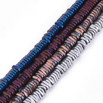 Vacuum Plating Electroplate Non-magnetic Synthetic Hematite Multi- Strand Links, Matte Style, Mixed Color, 6.5x5.5x1mm, Hole: 1.2mm, about 252~253pcs/strand, 16.1 inch