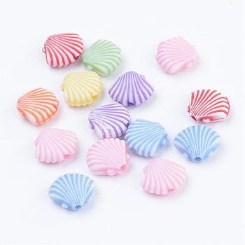 Craft Style Acrylic Charms, Shell, Mixed Color, 10.5x12x4mm, Hole: 1.5mm, about 1585pcs/500g