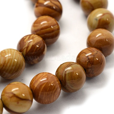 Natural Wood Lace Stone Beads Strands(X-G-G763-05-6mm)-3