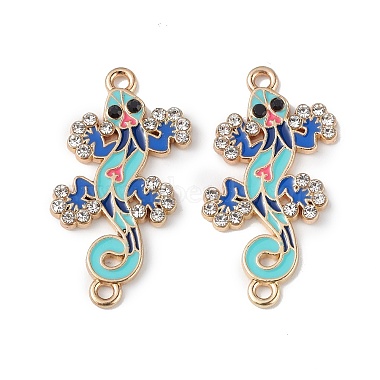 Light Gold Blue Insects Alloy Rhinestone+Enamel Links