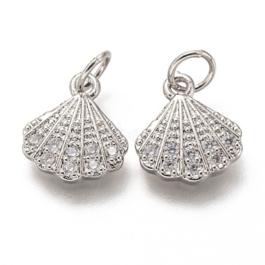 Platinum Clear Shell Brass+Cubic Zirconia Charms