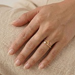 Brass Micro Pave Cubic Zirconia Finger Rings for Women, Flower, with Plastic Pearl & Resin, Golden, 17mm(CU-CBAA973-02G)