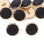 10Pcs Alloy Resin Shank Buttons, 1-Hole, Flat Round, Golden, 14.5~15x7mm, Hole: 2mm(BUTT-TA0001-36B)