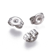 304 Stainless Steel Ear Nuts, Friction Earring Backs for Stud Earrings, Stainless Steel Color, 6x4.5x3mm, Hole: 0.8mm(X-STAS-F203-03P)