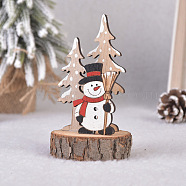 Wood Doll Display Decoration, Christmas Ornaments, for Party Gift Home Decoration, Snowman, 70x120mm(XMAS-PW0001-089D)