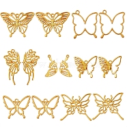 14Pcs 7 Styles Hollow Alloy Open Back Bezel Pendants, For DIY UV Resin, Epoxy Resin, Pressed Flower Jewelry, Cadmium Free & Lead Free, Butterfly , Golden, 14pcs/box(FIND-SZ0001-93)