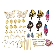 DIY Butterfly Earring Making Kit, Including Wing Iron & Resin & Acrylic Pendant, 304 Stainless Steel Stud Earring Findings & Pendant, Brass & 316 Surgical Stainless Steel Earring Hooks, Glass Beads, Golden(DIY-SZ0009-20)