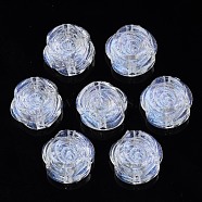 Transparent Acrylic Beads, Glitter Powder, Flower, Clear, 16.5x17x8mm, Hole: 2mm, about 440pcs/500g(OACR-N008-065)