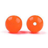 Fluorescent Acrylic Beads, Round, Dark Orange, 12mm, Hole: 2mm, about 500pcs/500g(MACR-R517-12mm-03)
