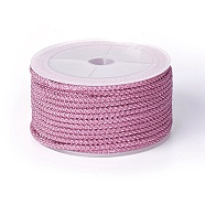 Polyester Braided Cord, Flamingo, 3mm, about 12.02~13.12 yards(11~12m)/roll(OCOR-F010-A03)