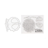 Clear Silicone Stamps and Carbon Steel Cutting Dies Set, for DIY Scrapbooking, Photo Album Decorative, Cards Making, Stamp Sheets, Flower Pattern, Stamps: 13.5x10.5x0.3cm; Cutting Dies Stencils: 9.9x9.3x0.07cm, 2pcs/set(DIY-F105-05)