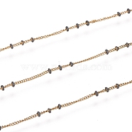 Ion Plating(IP) 304 Stainless Steel Curb Chains, Satellite Chains, with Enamel and Spool, Soldered, Long-Lasting Plated, Real 18K Gold Plated, Gray, 1.5x1x0.1mm, about 32.8 Feet(10m)/roll(CHS-I008-01G-06)