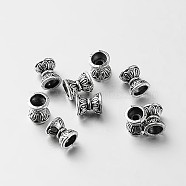 Tibetan Style Alloy Double Sided Bead Cones, Bicone, Antique Silver, 6.5x5mm, Hole: 1.5~3.5mm(X-TIBEB-O004-23)