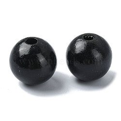 Wood Large Hole European Beads, Round, Black, 19~20x18mm, Hole: 4.2mm(WOOD-D027-01B)