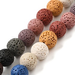 Natural Lava Rock Bead Strands, Dyed, Round, Mixed Color, 8mm, Hole: about 2mm, about 52pcs/strand, 15.5 inch(G-L435-03-8mm)