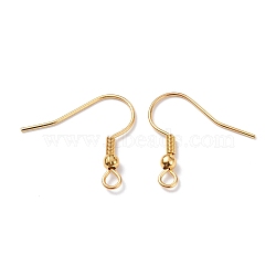 304 Stainless Steel Earring Hooks, with Horizontal Loop, Real 18K Gold Plated, 20x20x3mm, Hole: 2mm, Pin: 0.7mm(X-STAS-T031-17G)