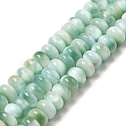 Natural Glass Beads Strands, Grade AB+, Rondelle, Aqua Blue, 12x6.5~7mm, Hole: 1.2mm, about 54~55pcs/strand, 15.5~15.7''(39.37~39.88cm)(G-I247-36A)