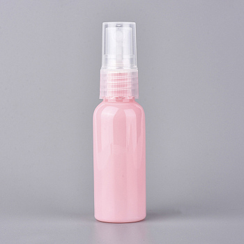 Round Shoulder Plastic Spray Bottles, with Fine Mist Sprayer & Dust Cap, Refillable Bottle, Pink, 10.35x2.72cm, Capacity: 30ml