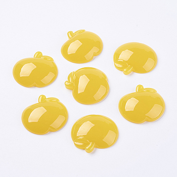 Colorful Acrylic Cabochons, Apple, Golden, about 49mm long, 46mm wide, 12.5mm thick